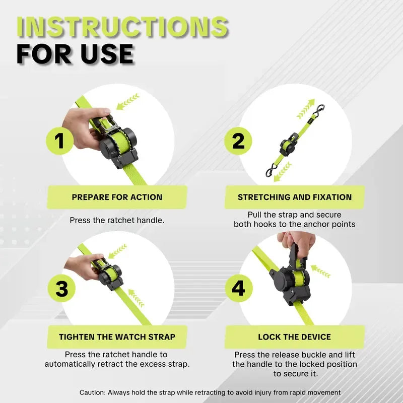 SEESE Sturdy Retractable Ratchet Straps 1"x 11 ft-1550 LB Break Strength Cargo Straps for Moving Appliances, Lawn Equipment, Motorcycle Green ,Halloween gifts