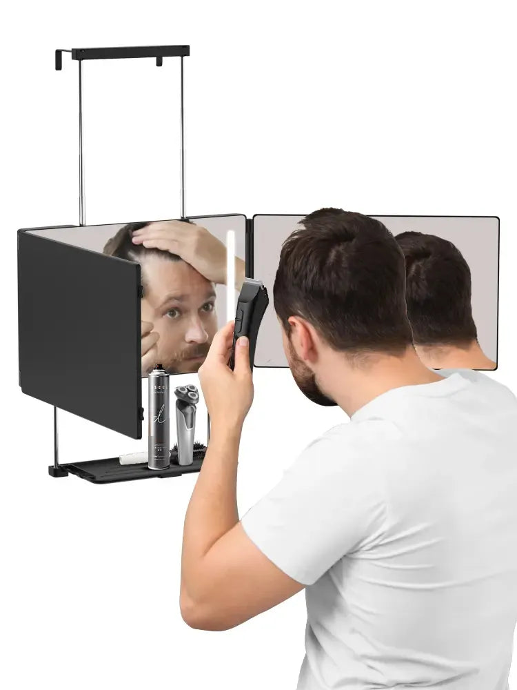 Umitec Adjustable 3-Way LED Mirror - Adjustable Portable Trifold Vanity Mirror for Shaving, Grooming, Cool Gifts for Adults, Christmas Gifts for Husband