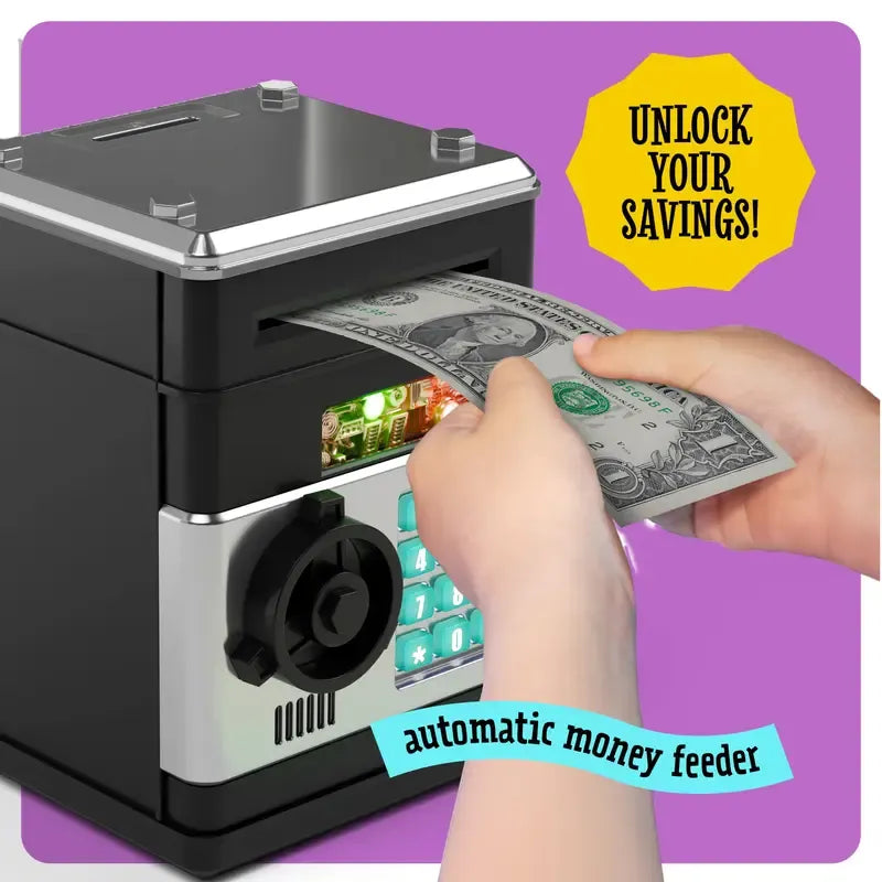 Piggy Bank for Kids Adults, Electronic ATM Coin Cash Bank with Password Code Lock and Auto Grab Bill Slot, Large Capacity Coin Bank Money Jar for Adults, Designed for All US Coins, Capacity 10000+