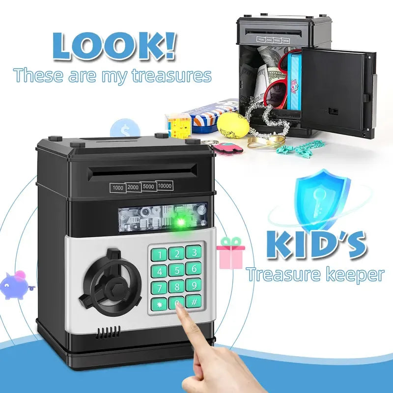 Piggy Bank for Kids Adults, Electronic ATM Coin Cash Bank with Password Code Lock and Auto Grab Bill Slot, Large Capacity Coin Bank Money Jar for Adults, Designed for All US Coins, Capacity 10000+
