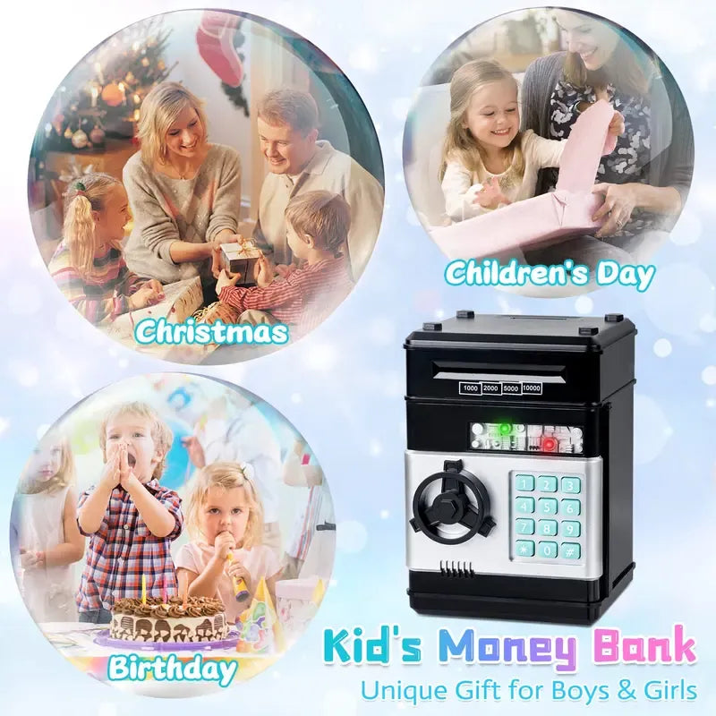 Piggy Bank for Kids Adults, Electronic ATM Coin Cash Bank with Password Code Lock and Auto Grab Bill Slot, Large Capacity Coin Bank Money Jar for Adults, Designed for All US Coins, Capacity 10000+