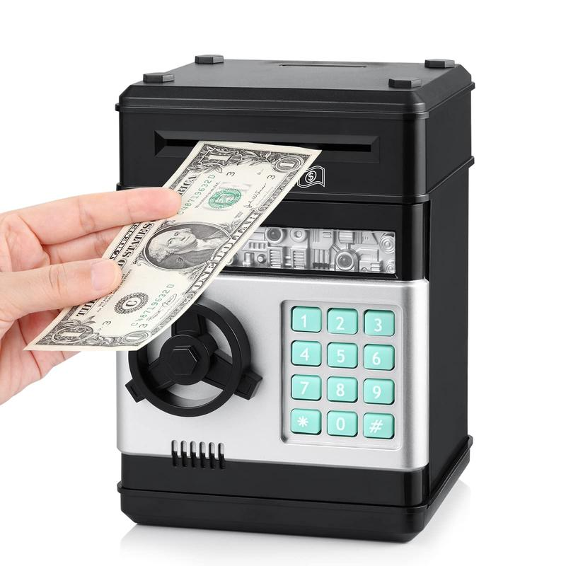 Piggy Bank for Kids Adults, Electronic ATM Coin Cash Bank with Password Code Lock and Auto Grab Bill Slot, Large Capacity Coin Bank Money Jar for Adults, Designed for All US Coins, Capacity 10000+