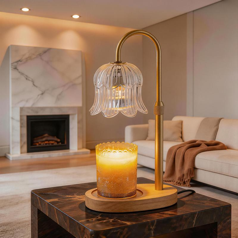 Modern Metal Candle Warmer Lamp with Timer & Brightness Control Adjustable Flameless Safety Cylindrical Decorative for Home Decor & Relaxation Amber-Scented Jar Candle Warmer Lamp