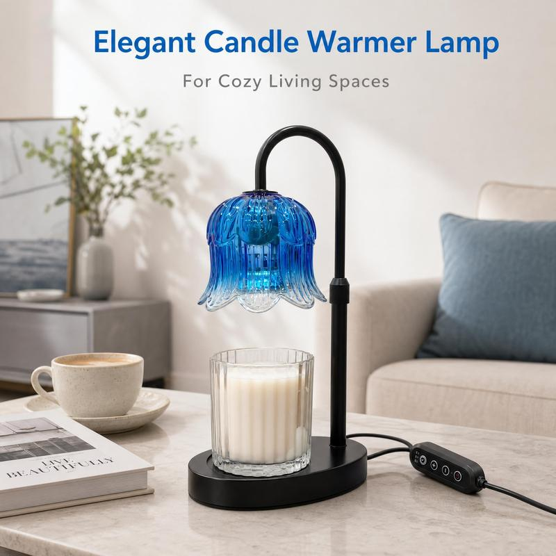 Modern Metal Candle Warmer Lamp with Timer & Brightness Control Adjustable Flameless Safety Cylindrical Decorative for Home Decor & Relaxation Amber-Scented Jar Candle Warmer Lamp