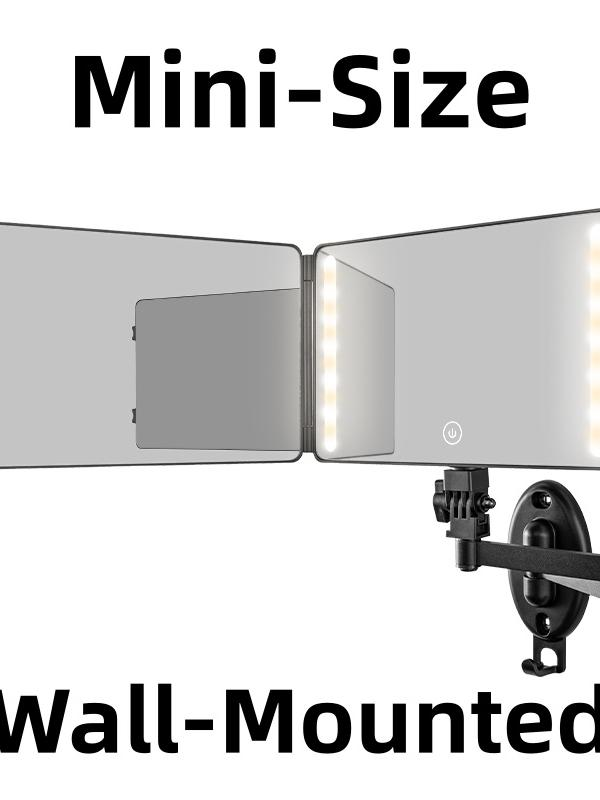 Umitec Adjustable 3-Way LED Mirror - Adjustable Portable Trifold Vanity Mirror for Shaving, Grooming, Cool Gifts for Adults, Christmas Gifts for Husband