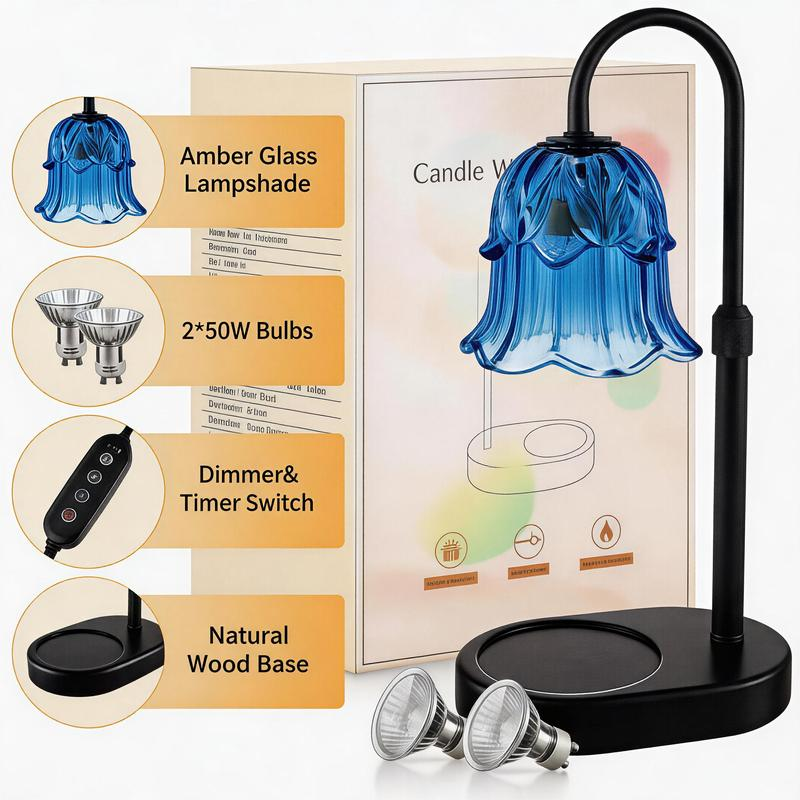 Modern Metal Candle Warmer Lamp with Timer & Brightness Control Adjustable Flameless Safety Cylindrical Decorative for Home Decor & Relaxation Amber-Scented Jar Candle Warmer Lamp